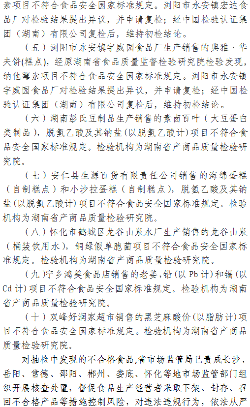 湖南省市场监督管理局关于421批次食品安全抽样检验情况的通告?021年第13期）-湖南省市场监督管理局 (1)